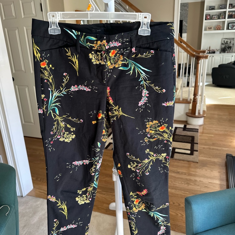 Black Floral Ankle Pants